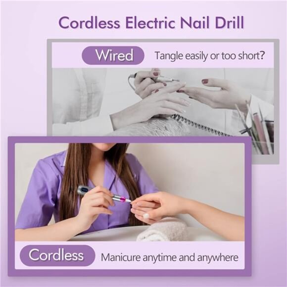 Nail Drill, Cordless Electric Nail Drill Kit for Acrylic, Gel Nail - Picture 5 of 7